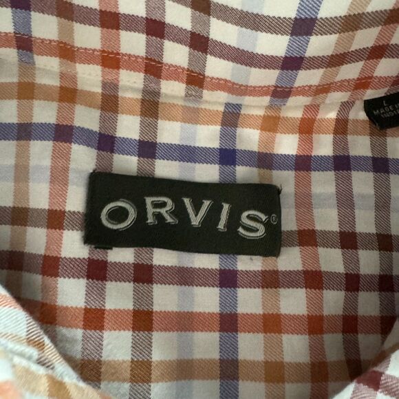 Orvis Button down collar casual shirt Blue,Brown, Orange Pattern Size L - Picture 3 of 9
